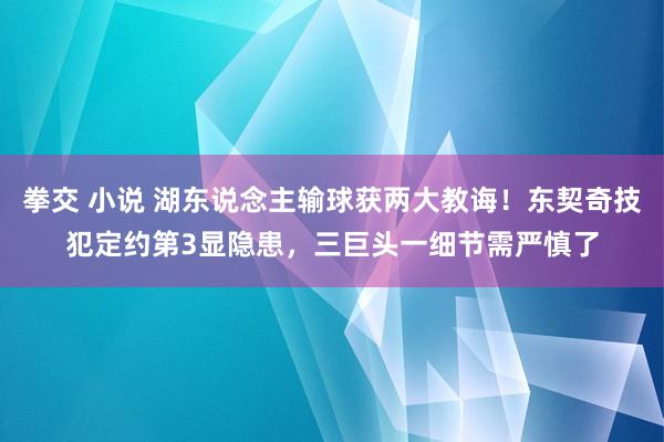 拳交 小说 湖东说念主输球获两大教诲！东契奇技犯定约第3显隐患，三巨头一细节需严慎了